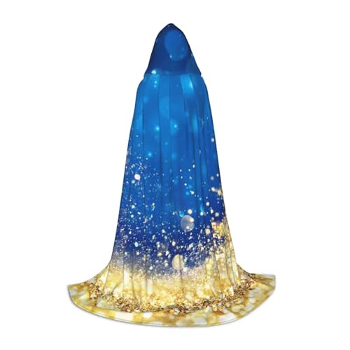 BJNGHKLN Halloween-Umhang mit Kapuze, bodenlang, goldener Glitzer, Weihnachtsbaumdruck, langer Kapuzenumhang für Teenager von BJNGHKLN