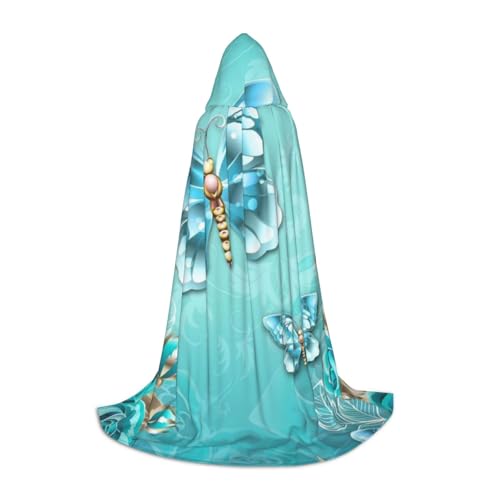 BJNGHKLN Halloween-Umhang mit Kapuze, bodenlang, hellblau, Schmetterlings-Druck, langer Kapuzenumhang für Teenager BJNGHKLN Halloween-Umhang mit Kapuze, bodenlang, hellblau, Schmetterlings-Druck, langer Kapuzenumhang für Teenager von BJNGHKLN