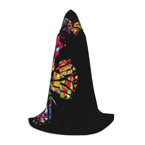 BJNGHKLN Halloween-Umhang mit Kapuze, bodenlang, hübscher Schmetterlings-Druck, langer Kapuzenumhang für Teenager von BJNGHKLN