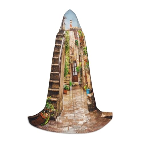 BJNGHKLN Halloween-Umhang mit Kapuze, bodenlang, italienischer Straßendruck, langer Kapuzenumhang für Teenager BJNGHKLN Halloween-Umhang mit Kapuze, bodenlang, italienischer Straßendruck, langer Kapuzenumhang für Teenager von BJNGHKLN