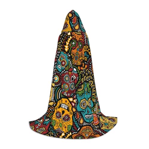 BJNGHKLN Halloween-Umhang mit Kapuze, bodenlang, mit Totenkopf-Druck, langer Kapuzenumhang für Teenager BJNGHKLN Halloween-Umhang mit Kapuze, bodenlang, mit Totenkopf-Druck, langer Kapuzenumhang für Teenager von BJNGHKLN