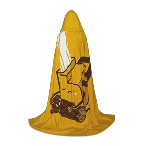 BJNGHKLN Halloween-Umhang mit Kapuze, bodenlang, niedlicher weinender Kettensägen-Druck, langer Kapuzenumhang für Teenager von BJNGHKLN