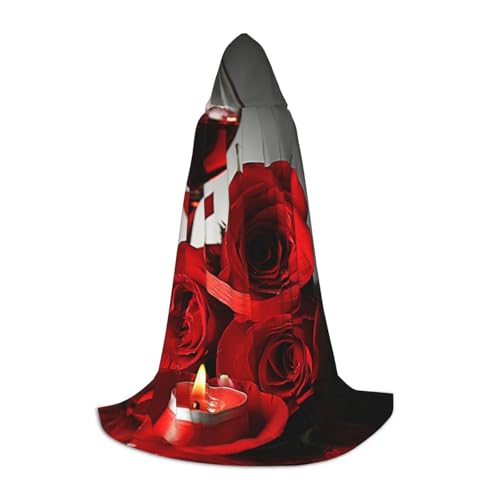 BJNGHKLN Halloween-Umhang mit Kapuze, bodenlang, rote Rose und Wein, romantischer Liebes-Druck, langer Kapuzenumhang für Teenager BJNGHKLN Halloween-Umhang mit Kapuze, bodenlang, rote Rose und Wein, romantischer Liebes-Druck, langer Kapuzenumhang für Teenager von BJNGHKLN