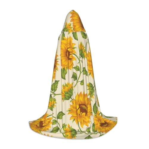 BJNGHKLN Halloween-Umhang mit Kapuze, bodenlang, schöner gelber Sonnenblumen-Druck, langer Kapuzenumhang für Teenager BJNGHKLN Halloween-Umhang mit Kapuze, bodenlang, schöner gelber Sonnenblumen-Druck, langer Kapuzenumhang für Teenager von BJNGHKLN