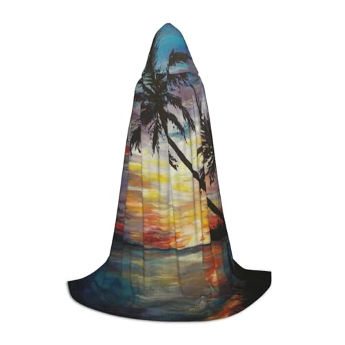 BJNGHKLN Halloween-Umhang mit Kapuze, bodenlang, tropischer Sonnenuntergang, langer Kapuzenumhang für Teenager BJNGHKLN Halloween-Umhang mit Kapuze, bodenlang, tropischer Sonnenuntergang, langer Kapuzenumhang für Teenager von BJNGHKLN