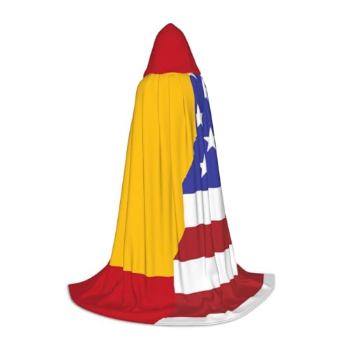 BJNGHKLN Halloween bodenlanger Kapuzenumhang mit amerikanischer Spanien-Flagge, langer Kapuzenumhang für Teenager BJNGHKLN Halloween bodenlanger Kapuzenumhang mit amerikanischer Spanien-Flagge, langer Kapuzenumhang für Teenager von BJNGHKLN