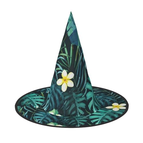 BJNGHKLN Hawaii-Print Halloween Hexenhut für Frauen Party Hut für Halloween Festlichkeiten Cosplay Kostüm Ensemble von BJNGHKLN