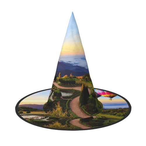 BJNGHKLN Heißluftballon-Druck, Halloween-Hexenhut für Damen, Partyhut für Halloween, Feste, Cosplay, Kostüm, Ensemble BJNGHKLN Heißluftballon-Druck, Halloween-Hexenhut für Damen, Partyhut für Halloween, Feste, Cosplay, Kostüm, Ensemble von BJNGHKLN