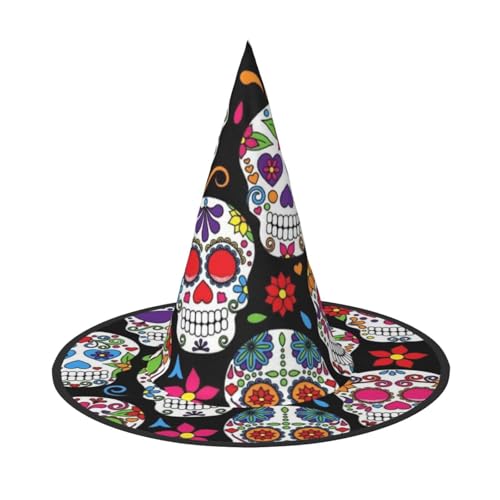 BJNGHKLN Hexenhut mit Zuckerschädel für Damen, Party-Hut für Halloween, Feste, Cosplay, Kostüm, Ensemble BJNGHKLN Hexenhut mit Zuckerschädel für Damen, Party-Hut für Halloween, Feste, Cosplay, Kostüm, Ensemble von BJNGHKLN