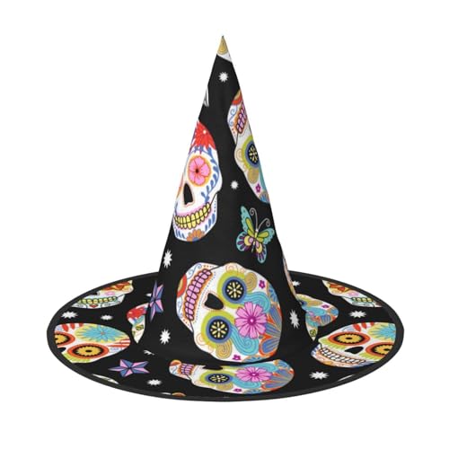BJNGHKLN Hexenhut mit Zuckerschädel für Damen, Party-Hut für Halloween, Feste, Cosplay, Kostüm, Ensemble BJNGHKLN Hexenhut mit Zuckerschädel für Damen, Party-Hut für Halloween, Feste, Cosplay, Kostüm, Ensemble von BJNGHKLN