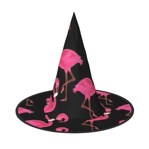 BJNGHKLN Hübscher rosa Flamingo-Druck, Halloween-Hexenhut für Damen, Partyhut für Halloween, Feste, Cosplay, Kostüm, Ensemble BJNGHKLN Hübscher rosa Flamingo-Druck, Halloween-Hexenhut für Damen, Partyhut für Halloween, Feste, Cosplay, Kostüm, Ensemble von BJNGHKLN