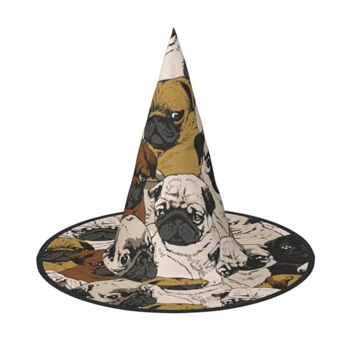BJNGHKLN Imagen De Pug Print Halloween Hexenhut für Frauen Party Hut für Halloween Festlichkeiten Cosplay Kostüm Ensemble BJNGHKLN Imagen De Pug Print Halloween Hexenhut für Frauen Party Hut für Halloween Festlichkeiten Cosplay Kostüm Ensemble von BJNGHKLN