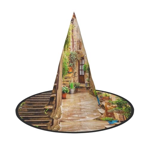 BJNGHKLN Italienischer Straßendruck Halloween Hexenhut für Frauen Party Hut für Halloween Festlichkeiten Cosplay Kostüm Ensemble BJNGHKLN Italienischer Straßendruck Halloween Hexenhut für Frauen Party Hut für Halloween Festlichkeiten Cosplay Kostüm Ensemble von BJNGHKLN