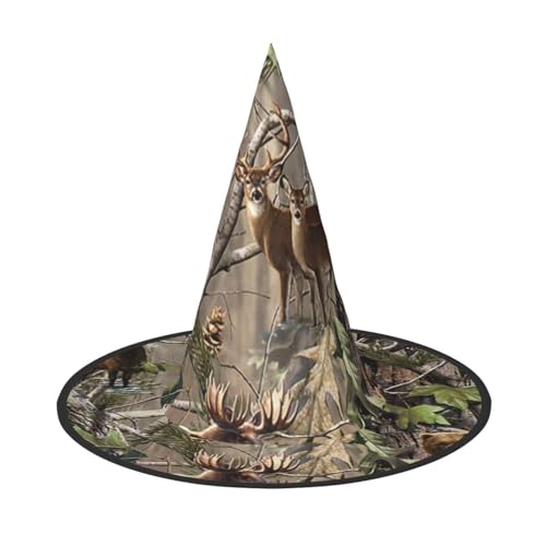 BJNGHKLN Jagd Hirsch Bär Elch Druck Halloween Hexenhut für Frauen Party Hut für Halloween Festlichkeiten Cosplay Kostüm Ensemble BJNGHKLN Jagd Hirsch Bär Elch Druck Halloween Hexenhut für Frauen Party Hut für Halloween Festlichkeiten Cosplay Kostüm Ensemble von BJNGHKLN