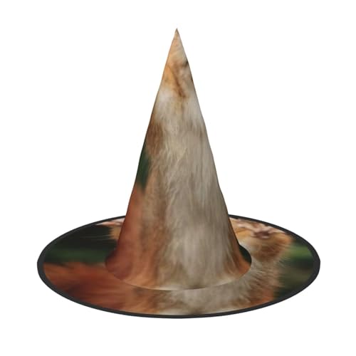 BJNGHKLN Lustiger Eichhörnchen-Hexenhut mit Tierdruck, Halloween-Hexenhut für Damen, Partyhut für Halloween, Feste, Cosplay, Kostüm, Ensemble von BJNGHKLN