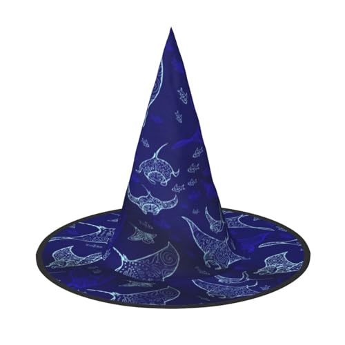 BJNGHKLN Manta Ray und Fisch Druck Halloween Hexenhut für Frauen Party Hut für Halloween Festlichkeiten Cosplay Kostüm Ensemble BJNGHKLN Manta Ray und Fisch Druck Halloween Hexenhut für Frauen Party Hut für Halloween Festlichkeiten Cosplay Kostüm Ensemble von BJNGHKLN