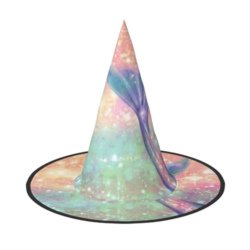 BJNGHKLN Meerjungfrauenschwanz-Druck, Halloween-Hexenhut für Damen, Partyhut für Halloween, Feste, Cosplay, Kostüm, Ensemble BJNGHKLN Meerjungfrauenschwanz-Druck, Halloween-Hexenhut für Damen, Partyhut für Halloween, Feste, Cosplay, Kostüm, Ensemble von BJNGHKLN