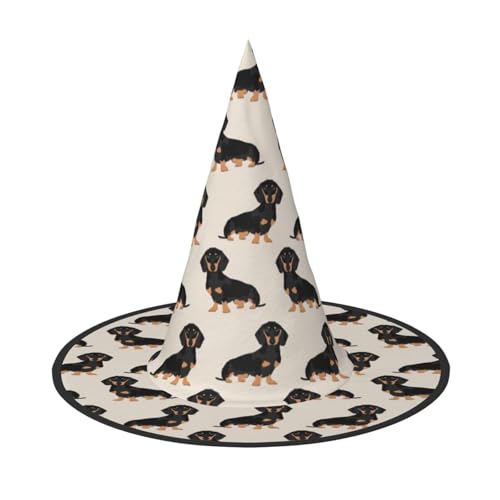 BJNGHKLN Niedlicher Hunde-Druck, Halloween-Hexenhut für Damen, Partyhut für Halloween, Feste, Cosplay, Kostüm-Ensemble BJNGHKLN Niedlicher Hunde-Druck, Halloween-Hexenhut für Damen, Partyhut für Halloween, Feste, Cosplay, Kostüm-Ensemble von BJNGHKLN