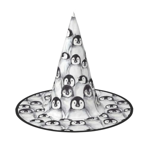BJNGHKLN Niedlicher Pinguin-Skizzen-Druck, Halloween-Hexenhut für Damen, Partyhut für Halloween, Feste, Cosplay, Kostüm-Ensemble BJNGHKLN Niedlicher Pinguin-Skizzen-Druck, Halloween-Hexenhut für Damen, Partyhut für Halloween, Feste, Cosplay, Kostüm-Ensemble von BJNGHKLN