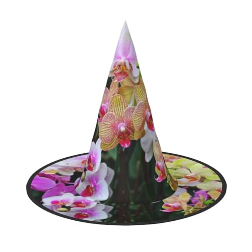 BJNGHKLN Orchideen-Druck, Halloween-Hexenhut für Damen, Partyhut für Halloween, Feste, Cosplay, Kostüm, Ensemble BJNGHKLN Orchideen-Druck, Halloween-Hexenhut für Damen, Partyhut für Halloween, Feste, Cosplay, Kostüm, Ensemble von BJNGHKLN
