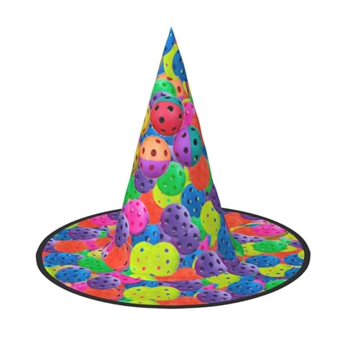 BJNGHKLN Pickleball Bälle Farbmuster Druck Halloween Hexenhut für Frauen Party Hut für Halloween Festlichkeiten Cosplay Kostüm Ensemble BJNGHKLN Pickleball Bälle Farbmuster Druck Halloween Hexenhut für Frauen Party Hut für Halloween Festlichkeiten Cosplay Kostüm Ensemble von BJNGHKLN