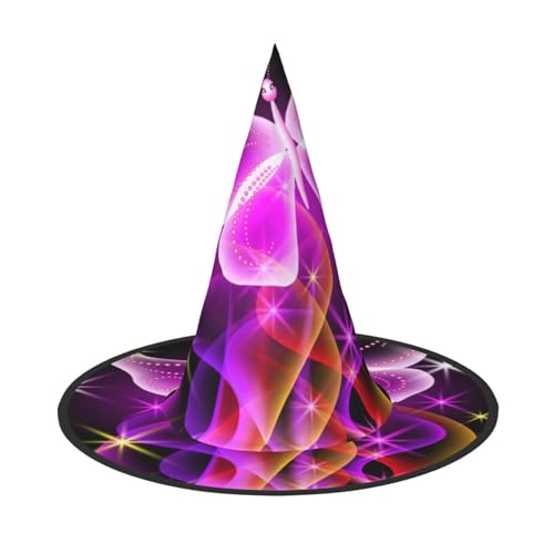 BJNGHKLN Pinker Schmetterlings-Druck, Halloween-Hexenhut für Damen, Partyhut für Halloween, Feste, Cosplay, Kostüm, Ensemble BJNGHKLN Pinker Schmetterlings-Druck, Halloween-Hexenhut für Damen, Partyhut für Halloween, Feste, Cosplay, Kostüm, Ensemble von BJNGHKLN