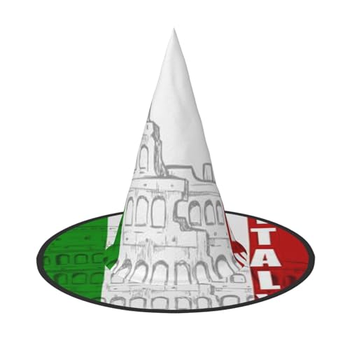 BJNGHKLN Römisches Kolosseum mit italienischer Flagge, Halloween-Hexenhut für Damen, Partyhut für Halloween, Feste, Cosplay, Kostüm, Ensemble BJNGHKLN Römisches Kolosseum mit italienischer Flagge, Halloween-Hexenhut für Damen, Partyhut für Halloween, Feste, Cosplay, Kostüm, Ensemble von BJNGHKLN