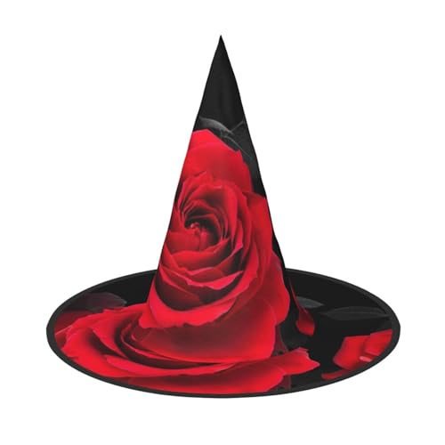 BJNGHKLN Rote Rose Blumendruck Halloween Hexenhut für Frauen Party Hut für Halloween Festlichkeiten Cosplay Kostüm Ensemble BJNGHKLN Rote Rose Blumendruck Halloween Hexenhut für Frauen Party Hut für Halloween Festlichkeiten Cosplay Kostüm Ensemble von BJNGHKLN