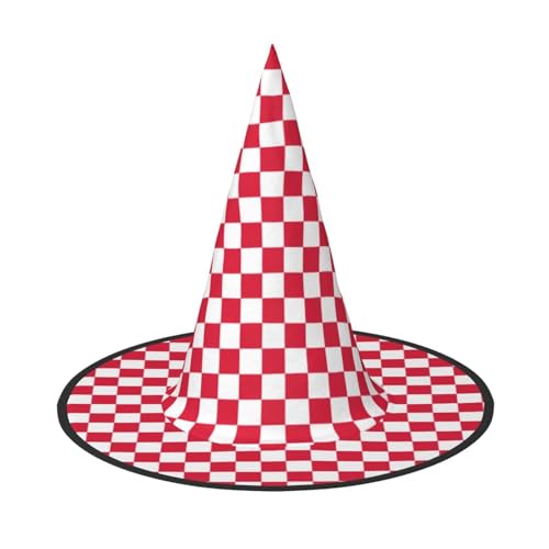 BJNGHKLN Roter weißer Halloween-Hexenhut für Damen, Partyhut für Halloween, Feste, Cosplay, Kostüm-Ensemble BJNGHKLN Roter weißer Halloween-Hexenhut für Damen, Partyhut für Halloween, Feste, Cosplay, Kostüm-Ensemble von BJNGHKLN