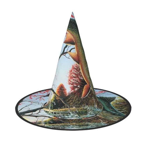 BJNGHKLN Saflor-Hexenhut mit fliegendem Fisch-Druck, Halloween-Hexenhut für Damen, Partyhut für Halloween, Feste, Cosplay, Kostüm, Ensemble BJNGHKLN Saflor-Hexenhut mit fliegendem Fisch-Druck, Halloween-Hexenhut für Damen, Partyhut für Halloween, Feste, Cosplay, Kostüm, Ensemble von BJNGHKLN