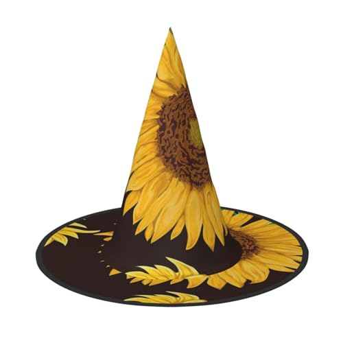 BJNGHKLN Schöner Sonnenblumen-Druck, Halloween-Hexenhut für Damen, Partyhut für Halloween, Feste, Cosplay, Kostüm-Ensemble BJNGHKLN Schöner Sonnenblumen-Druck, Halloween-Hexenhut für Damen, Partyhut für Halloween, Feste, Cosplay, Kostüm-Ensemble von BJNGHKLN