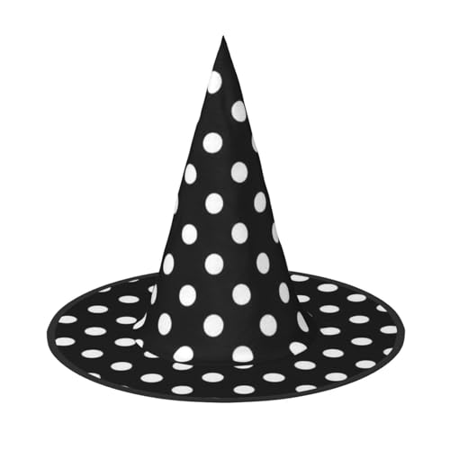 BJNGHKLN Schwarz-weißer Hexenhut mit Punktemuster, Halloween-Hexenhut für Damen, Partyhut für Halloween, Feste, Cosplay, Kostüm-Ensemble BJNGHKLN Schwarz-weißer Hexenhut mit Punktemuster, Halloween-Hexenhut für Damen, Partyhut für Halloween, Feste, Cosplay, Kostüm-Ensemble von BJNGHKLN