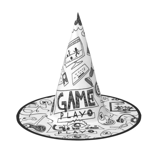 BJNGHKLN Videospiel Jungen Druck Halloween Hexenhut für Frauen Party Hut für Halloween Festlichkeiten Cosplay Kostüm Ensemble BJNGHKLN Videospiel Jungen Druck Halloween Hexenhut für Frauen Party Hut für Halloween Festlichkeiten Cosplay Kostüm Ensemble von BJNGHKLN