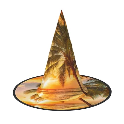 BJNGHKLN Wunderschöner Hexenhut mit Sonnenuntergang-Aufdruck, Halloween-Hexenhut für Damen, Partyhut für Halloween, Feste, Cosplay, Kostüm-Ensemble BJNGHKLN Wunderschöner Hexenhut mit Sonnenuntergang-Aufdruck, Halloween-Hexenhut für Damen, Partyhut für Halloween, Feste, Cosplay, Kostüm-Ensemble von BJNGHKLN