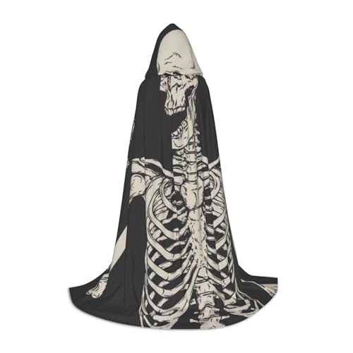 Halloween Bodenlanger Kapuzenumhang Totenkopf Rock Roll Skelett Knochen Druck Lange Kapuzenumhang für Teenager Halloween Bodenlanger Kapuzenumhang Totenkopf Rock Roll Skelett Knochen Druck Lange Kapuzenumhang für Teenager von BJNGHKLN