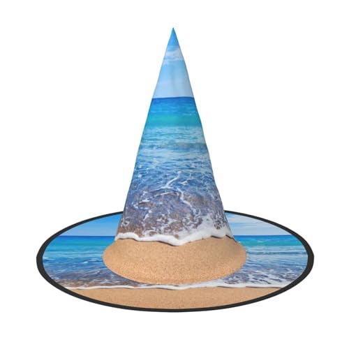 Halloween-Hexenhut für Damen, Strand- und Meerdruck, Partyhut für Halloween, Feste, Cosplay, Kostüm, Ensemble Halloween-Hexenhut für Damen, Strand- und Meerdruck, Partyhut für Halloween, Feste, Cosplay, Kostüm, Ensemble von BJNGHKLN