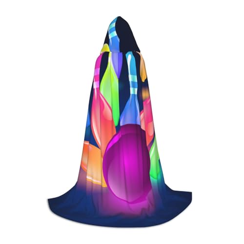 Halloween-Umhang mit Kapuze, bodenlang, Bowlingkugel-Druck, langer Kapuzenumhang für Teenager Halloween-Umhang mit Kapuze, bodenlang, Bowlingkugel-Druck, langer Kapuzenumhang für Teenager von BJNGHKLN