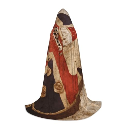 Halloween-Umhang mit Kapuze, bodenlang, Gitarre, britische Flagge, langer Kapuzenumhang für Teenager von BJNGHKLN