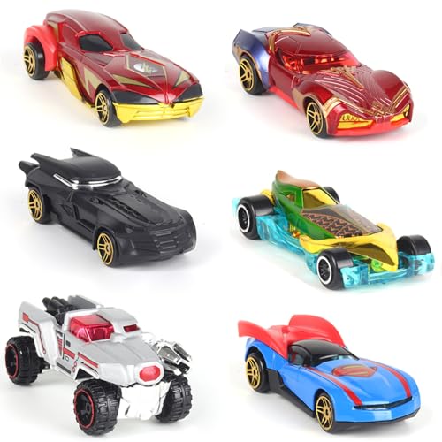 BJPERFMS Marvel Spielzeugauto Set, Marvel Auto Kinder Set, 6 Stück Marvel Autos Spielzeug Kinder, Super Hero Rennauto, Kinderspielzeug Fahrzeuge, Spielzeug Auto, für Jungen Kinder von BJPERFMS