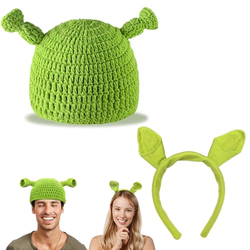 BJPERFMS Shrek Kostüm, Shrek Mütze und Ohren Haarreif, Shrek Kostüme Set, Handgestrickte Mütze, Shrek Cosplay Outfits, Kostüm für Erwachsen Fasching Karneval Cosplay Party BJPERFMS Shrek Kostüm, Shrek Mütze und Ohren Haarreif, Shrek Kostüme Set, Handgestrickte Mütze, Shrek Cosplay Outfits, Kostüm für Erwachsen Fasching Karneval Cosplay Party von BJPERFMS