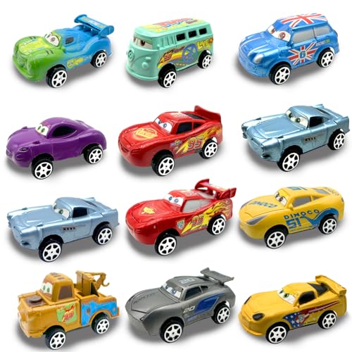 Cars Spielzeug Set, 12 Pack Auto Spielzeug Set, Matchbox Auto Set, Lightning McQueen Auto, McQueen Spielzeugauto Set, Cars Auto Spielzeug, für Kinder Jungen Mädchen ab 3 Jahren von BJPERFMS