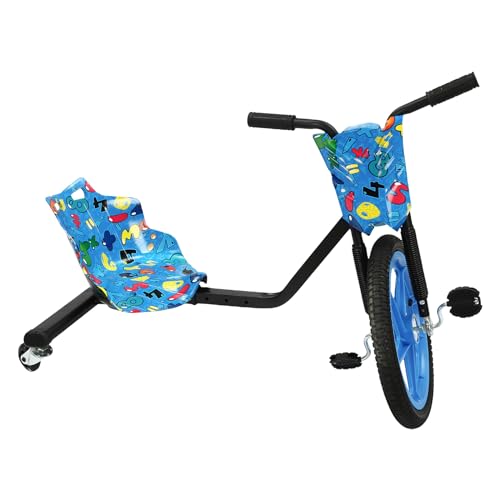 BJTDLLX Upgraded Drift Dreirad Pedal Drift Trike, Drift Kart für Kinder, Pedal Go Kart, 360 Grad Drifter für Jungen und Mädchen, Hinterrad mit Lichtern (Blaue Nummer) von BJTDLLX