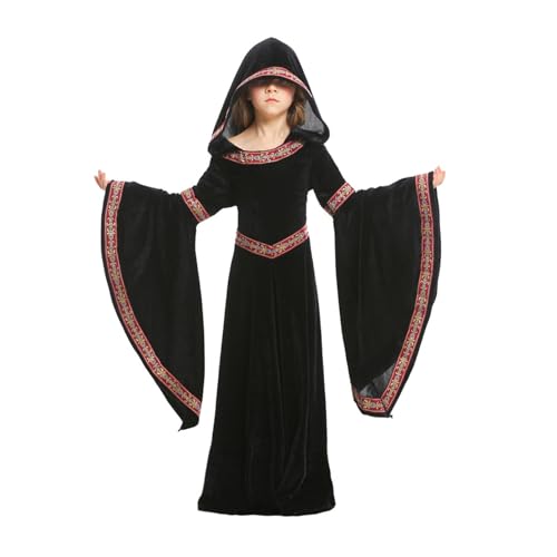 BJU Mädchen Mittelalter Prinzessin Kostüm Renaissance Kostüm Kapuzenkleid Halloween Cosplay von BJU
