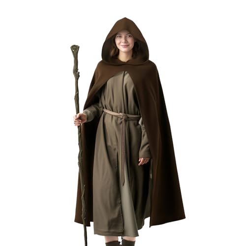 BJU Mittelalterlicher Kapuzenumhang Renaissance-Umhang Vintage Capelet Zauberer Ritter Halloween Cosplay Kostüm Herren und Damen, Braun, M BJU Mittelalterlicher Kapuzenumhang Renaissance-Umhang Vintage Capelet Zauberer Ritter Halloween Cosplay Kostüm Herren und Damen, Braun, M von BJU