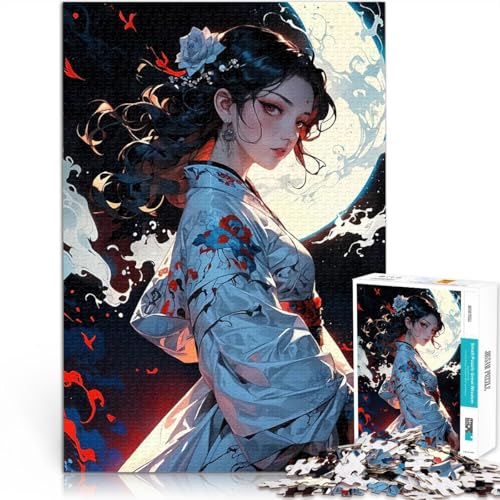 1000 Teenager-Teile-Puzzle Anime-Mädchen im Kimono Dekomprimierendes intellektuelles Lernspielzeug Tolles Geschenk für Spiele 50x70cm von BKDNNUJR