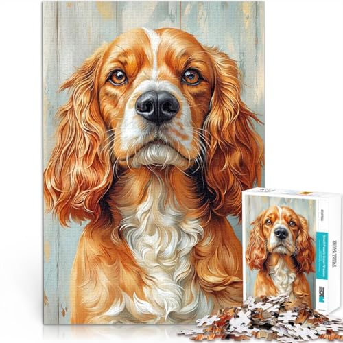 1000 Teenager-Teile-Puzzle Golden Cocker Spaniel Porträt lustige Spiele für die ganze Familie Lernspiel für Geburtstag, Weihnachten 26x38cm von BKDNNUJR