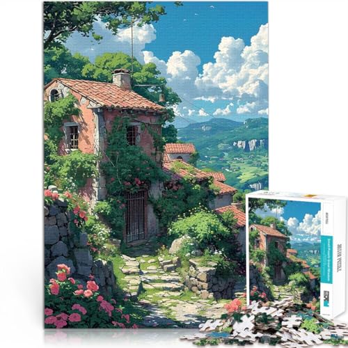 1000 Teenager-Teile-Puzzle Haus im Ghibli-Stil Helfen Sie dem Gehirn, süchtig machende Spielzeuge zu trainieren, um Geduld zu entwickeln Wichtelgeschenke 50x70cm von BKDNNUJR