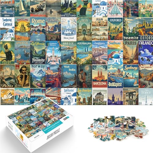 1000 Teenager-Teile-Puzzle Retro-Plakat-Spleißkunst lustige Spiele für die ganze Familie Lernspiel für Geburtstag, Weihnachten 50x70cm von BKDNNUJR