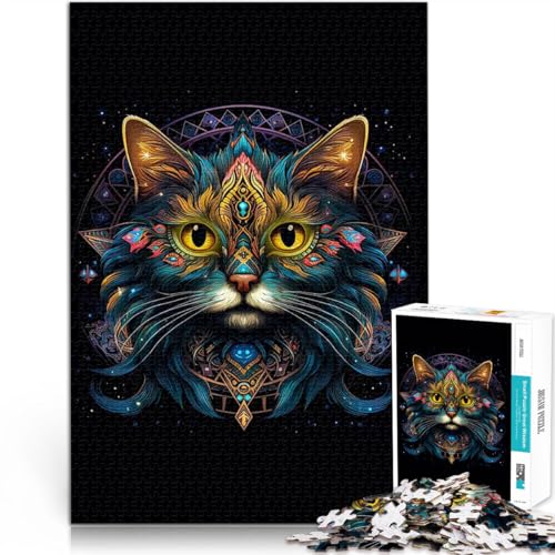 1000 Teenager-Teile-Puzzle abstrakte Kintsugi-Katze Trainieren Sie Ihr Gehirn und Ihre Hände mit passendem Poster und Quizblatt 26x38cm von BKDNNUJR
