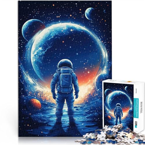 1000-Teile-Puzzle für Erwachsene Astronaut im Weltraum Spielzeug-Intellektuelles Spiel Jedes Stück ist einzigartig – Anspruchsvolles Familienspiel 26x38cm von BKDNNUJR